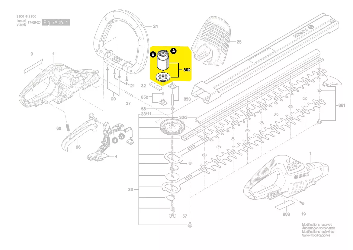 Moteur 18V réf. 1 607 022 65X Bosch